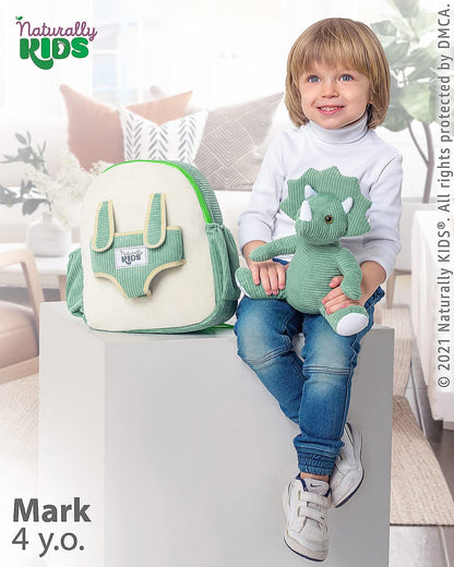 Green Dinosaur Backpack for Boys 4-5, Triceratops Dinosaur Gifts for 4-5 Year Old Boys, Girls, Toddler Backpack