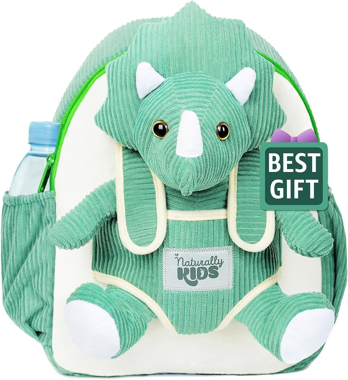 Green Dinosaur Backpack for Boys 4-5, Triceratops Dinosaur Gifts for 4-5 Year Old Boys, Girls, Toddler Backpack